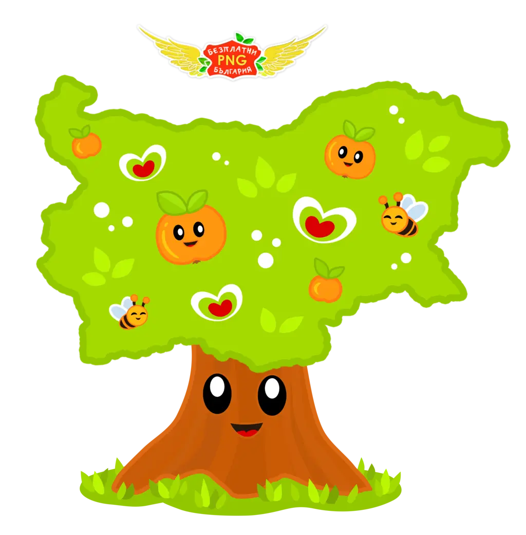 Cute Tree with Fruits and Bees