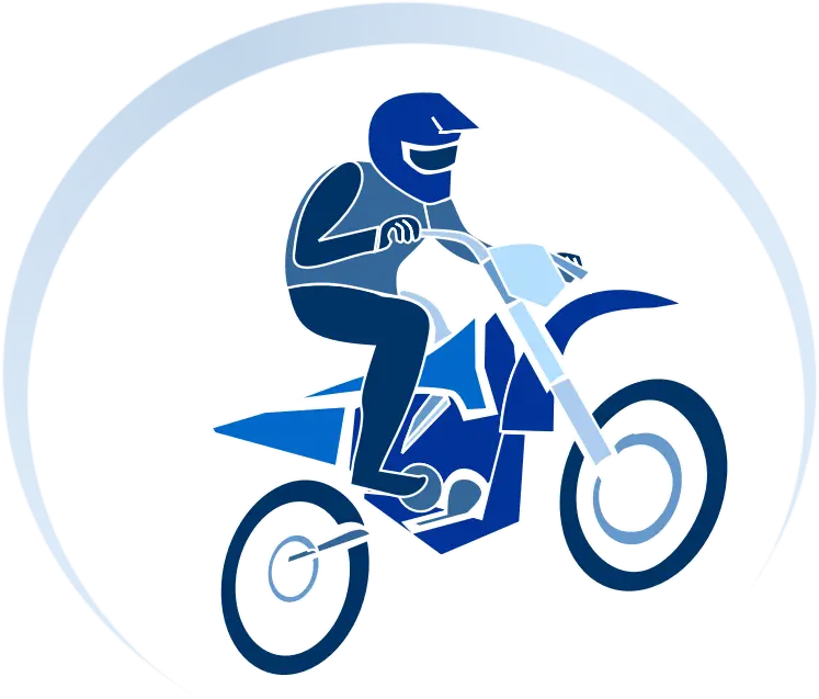 Motorbike Rider Icon in Blue Tone