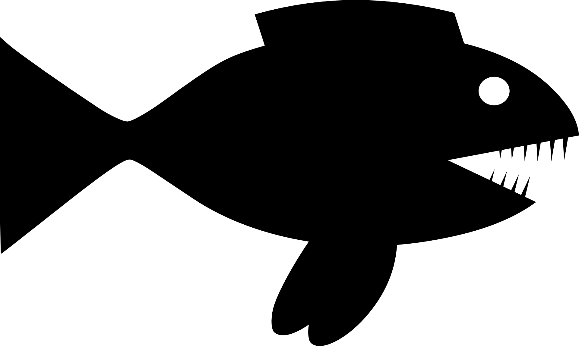 Silhouette of Predatory Fish with Sharp Teeth