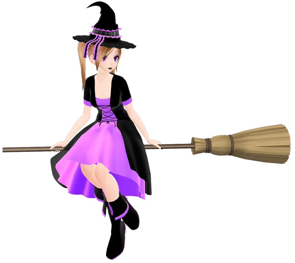 Witch Sitting on a Broomstick Illustration