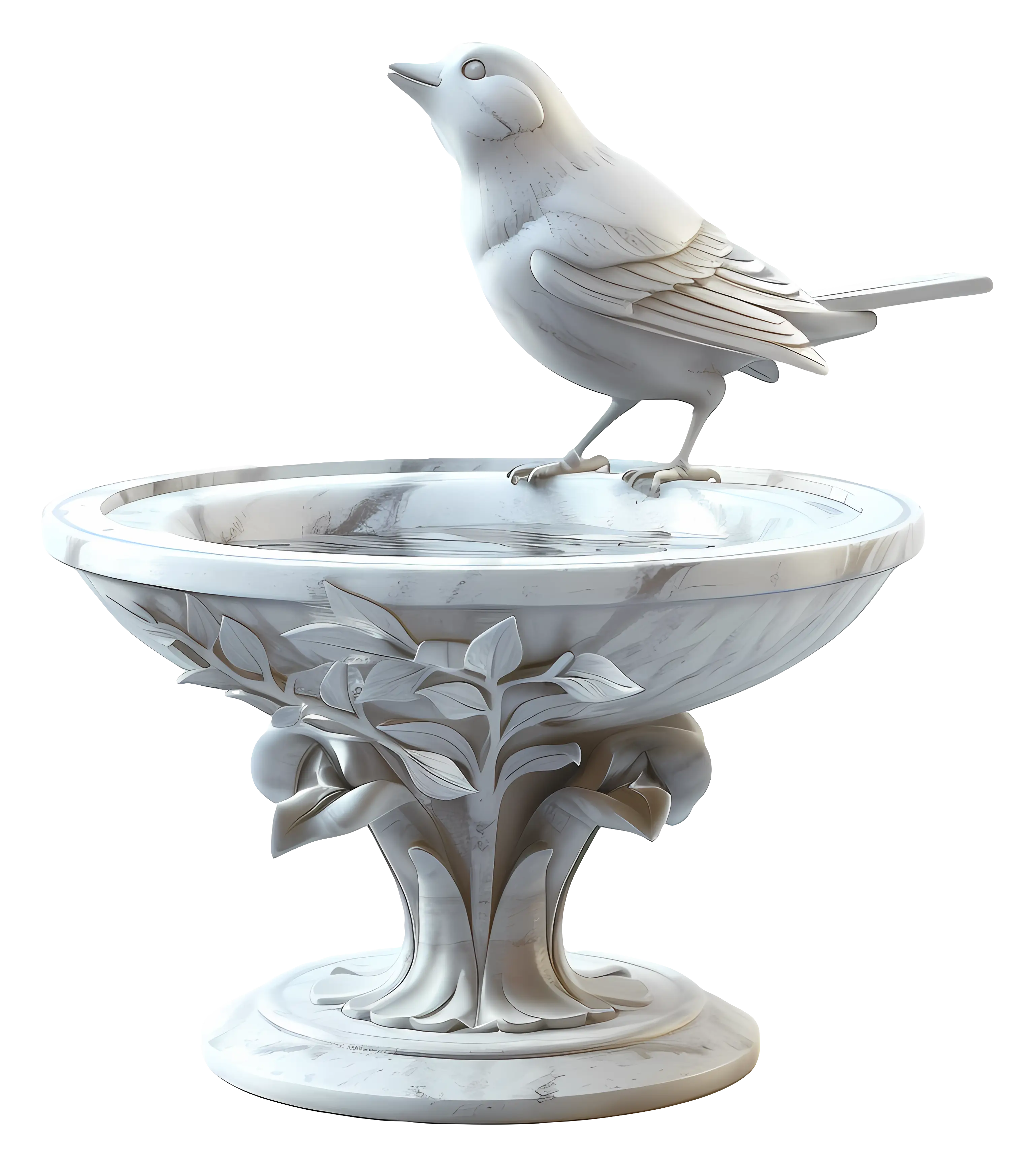 Marble Bird Bath with Bird