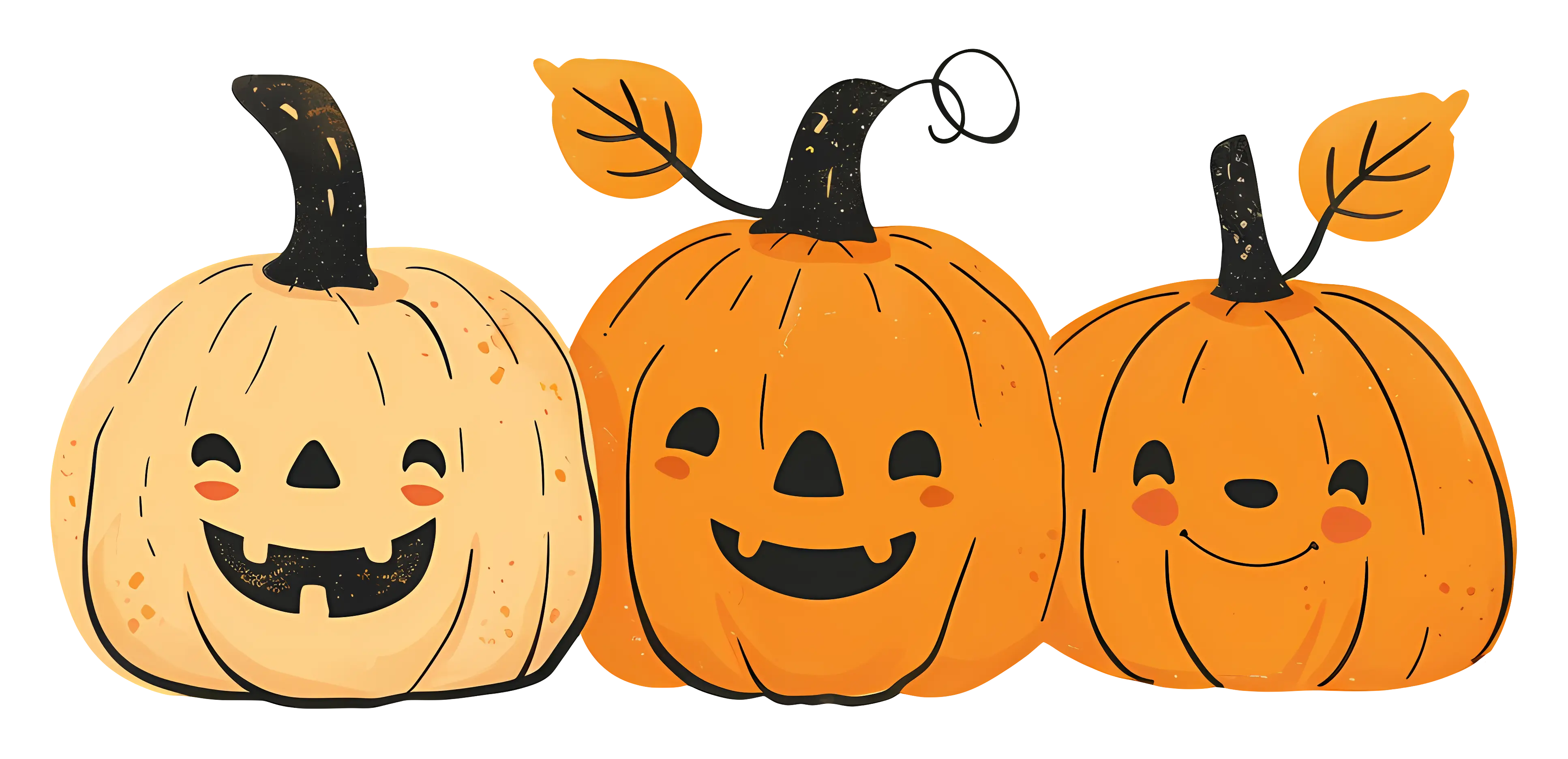 Cheerful Pumpkins with Happy Halloween Faces