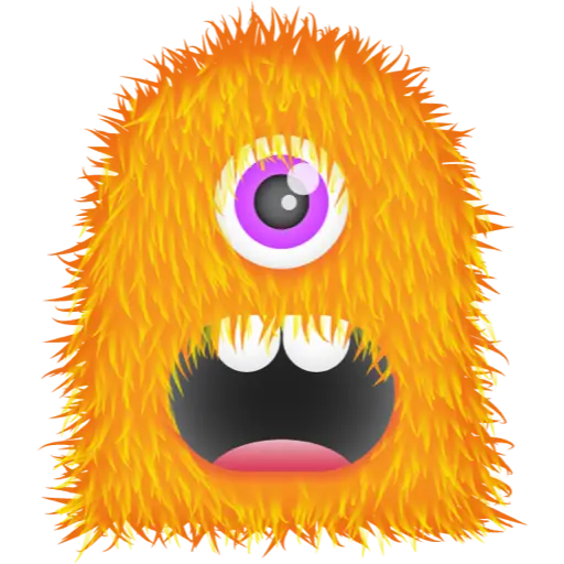 Orange Furry Monster with One Eye
