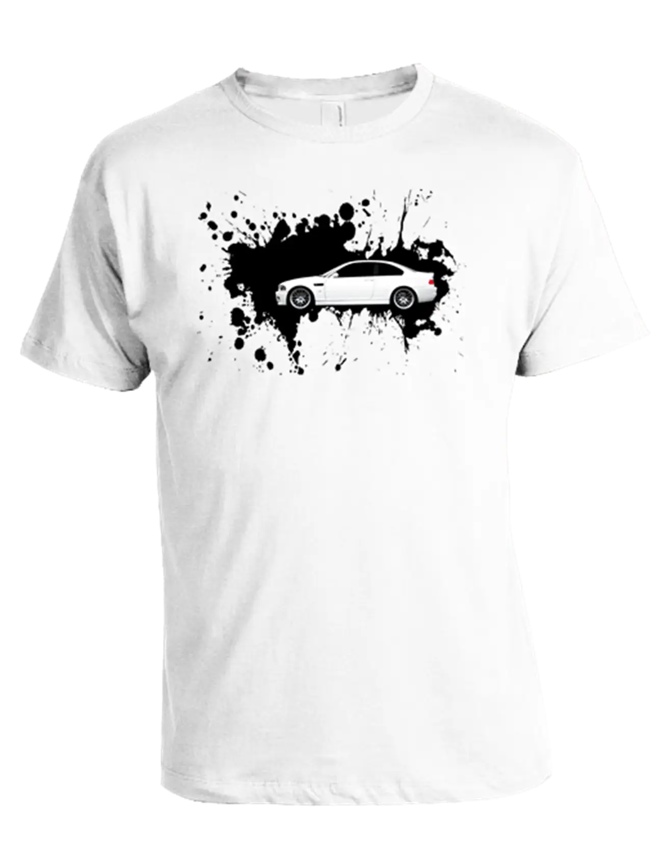 White T-shirt with Car Graphic