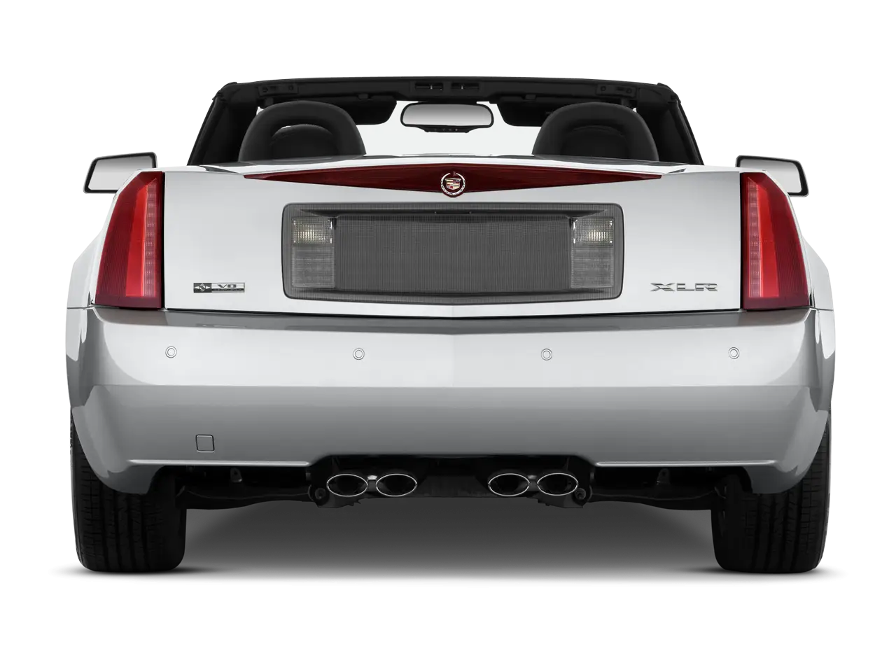 Rear View of White Convertible Car