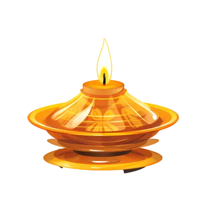 Golden Oil Lamp with Flame for Diwali