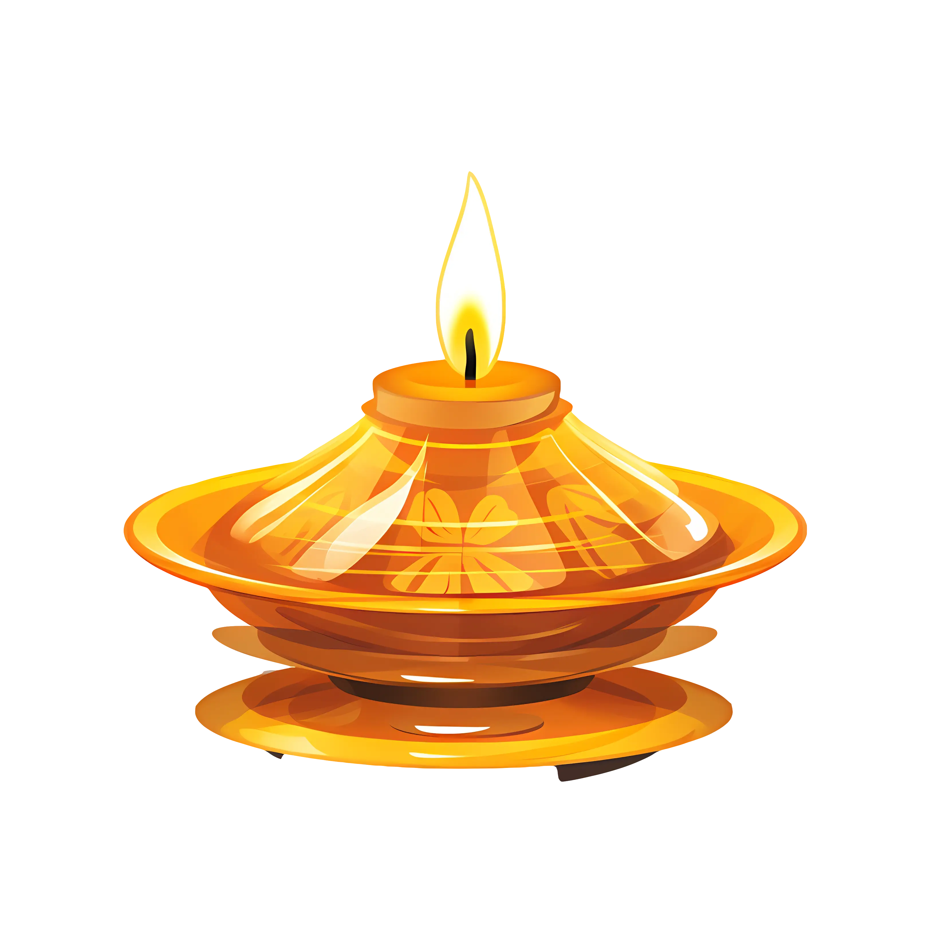 Golden Oil Lamp with Flame for Diwali