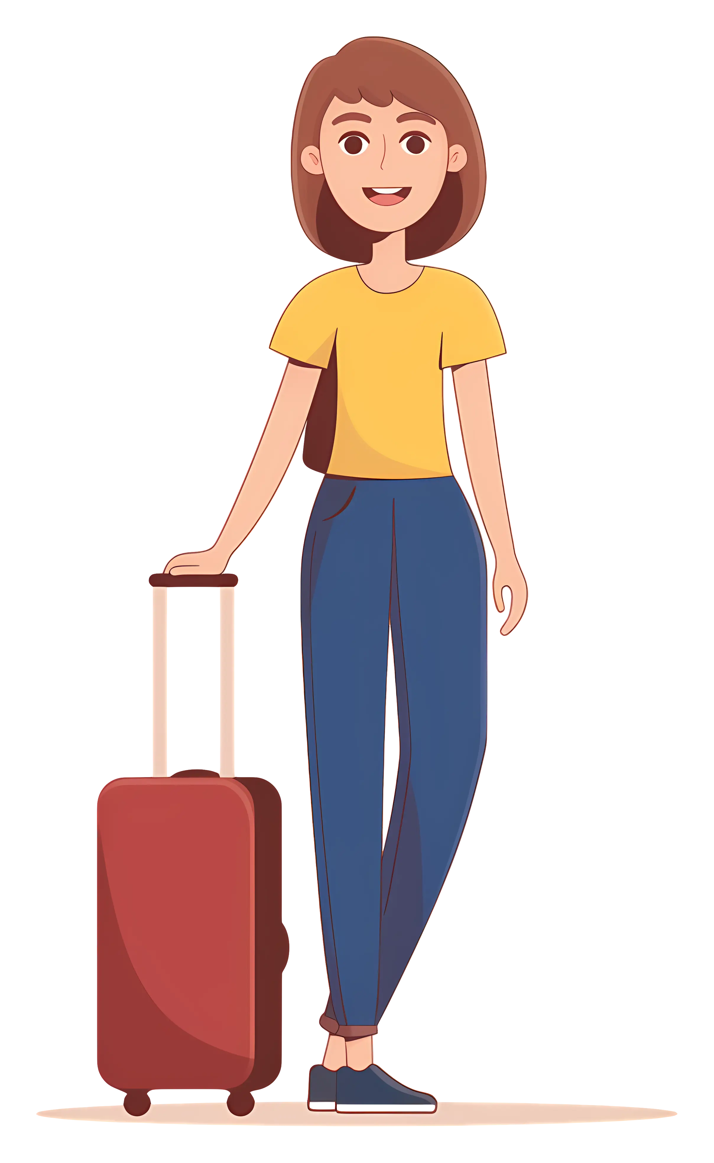 Girl Ready for Travel with Suitcase