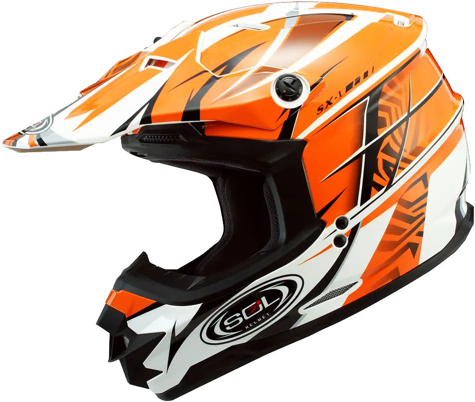 Orange and White Full-Face Helmet for Motocross