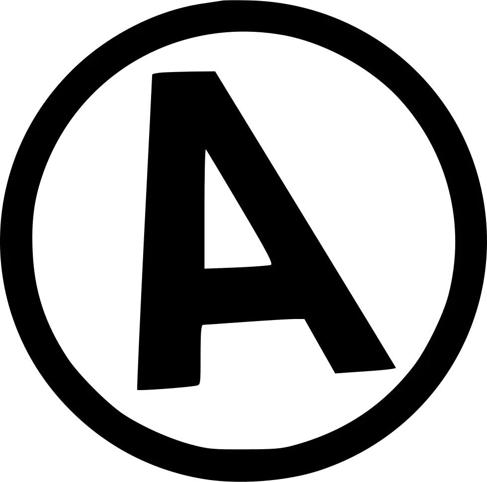 Black Letter A Symbol Enclosed in Circle