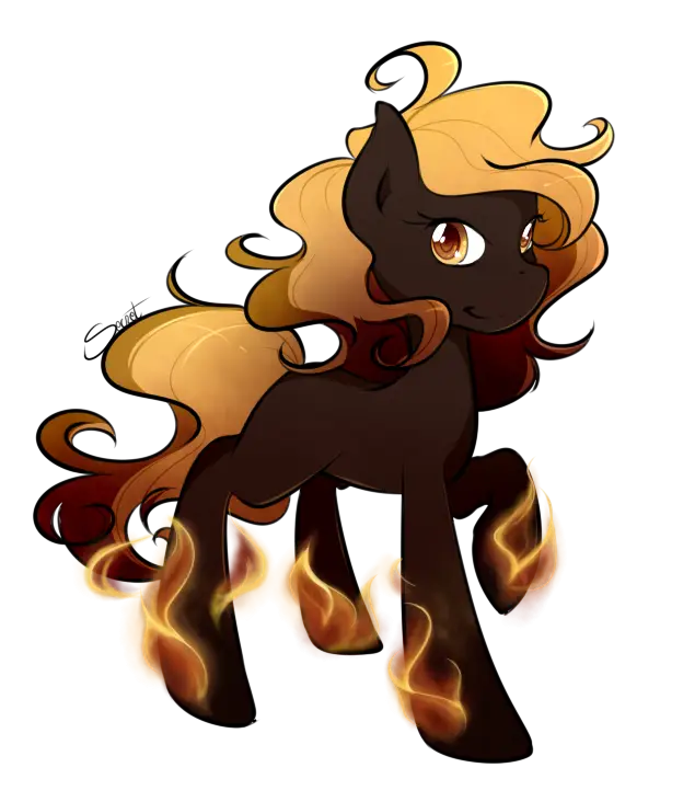 Cartoon Pony with Flame Mane