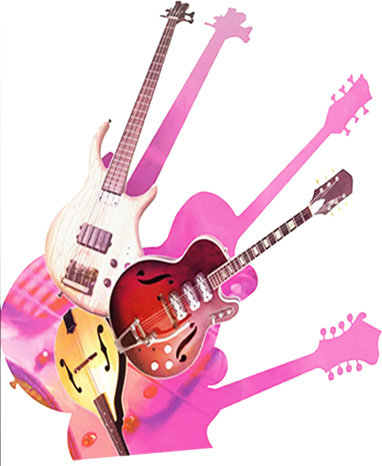 Colorful Guitars in Various Shapes