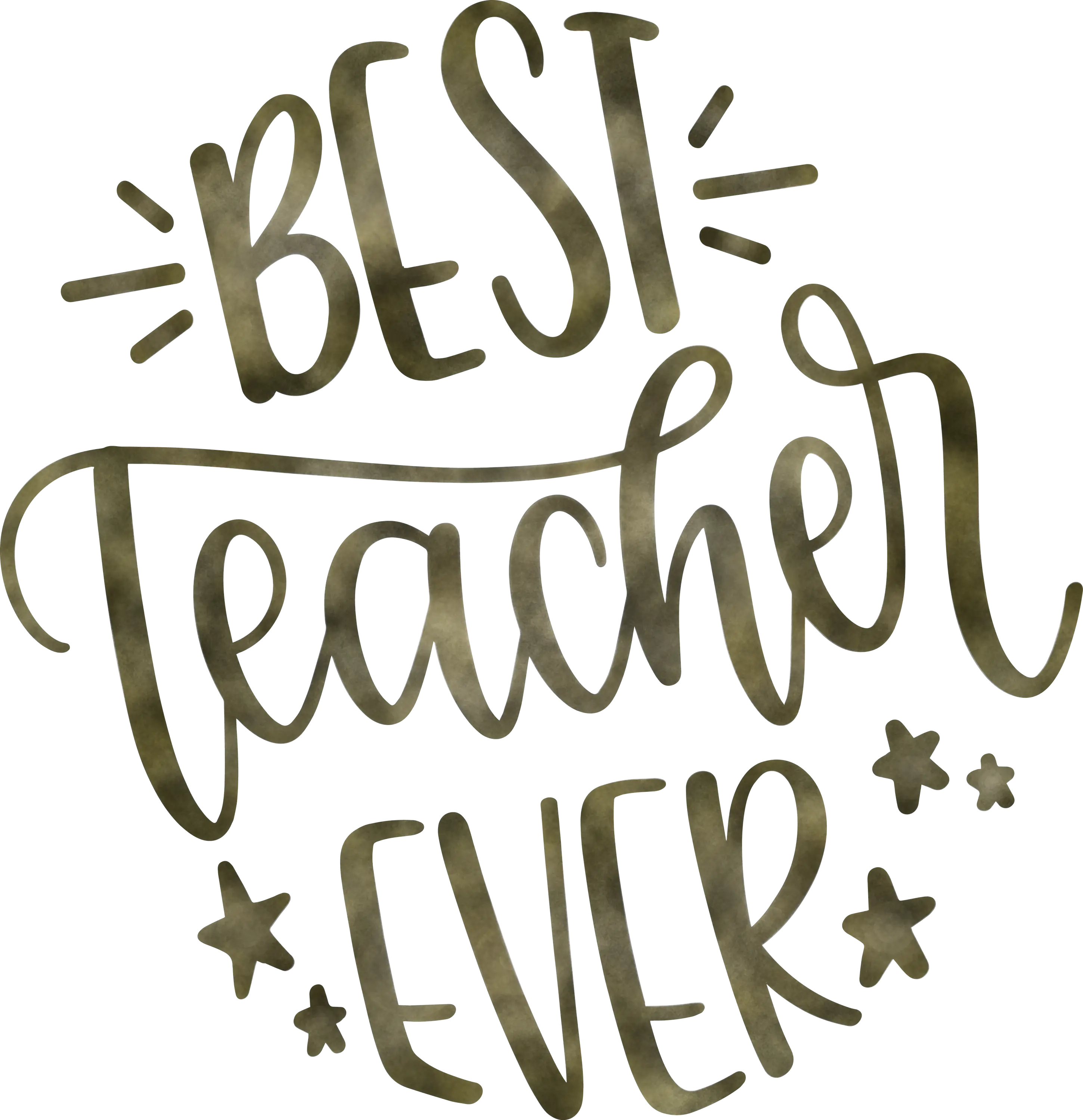 Best Teacher Ever Text Design in Gold