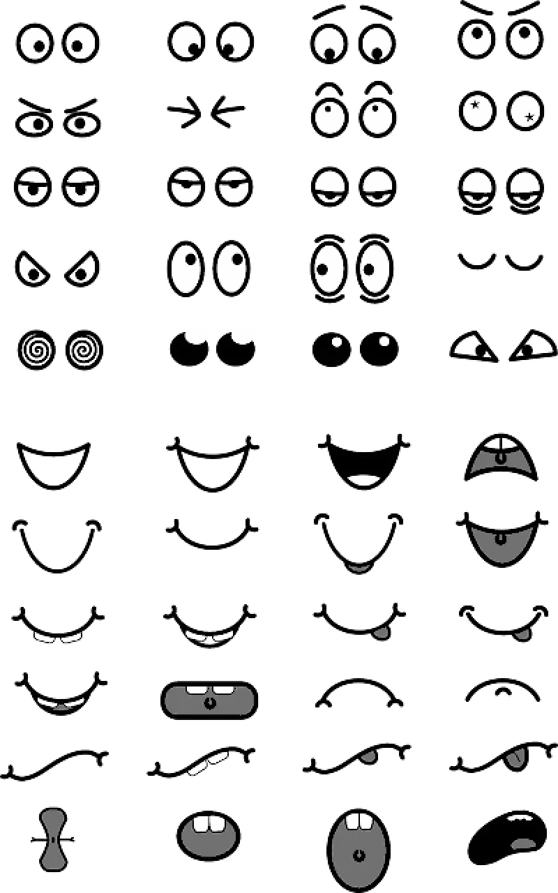 Cartoon Eyes and Mouths for Expressions