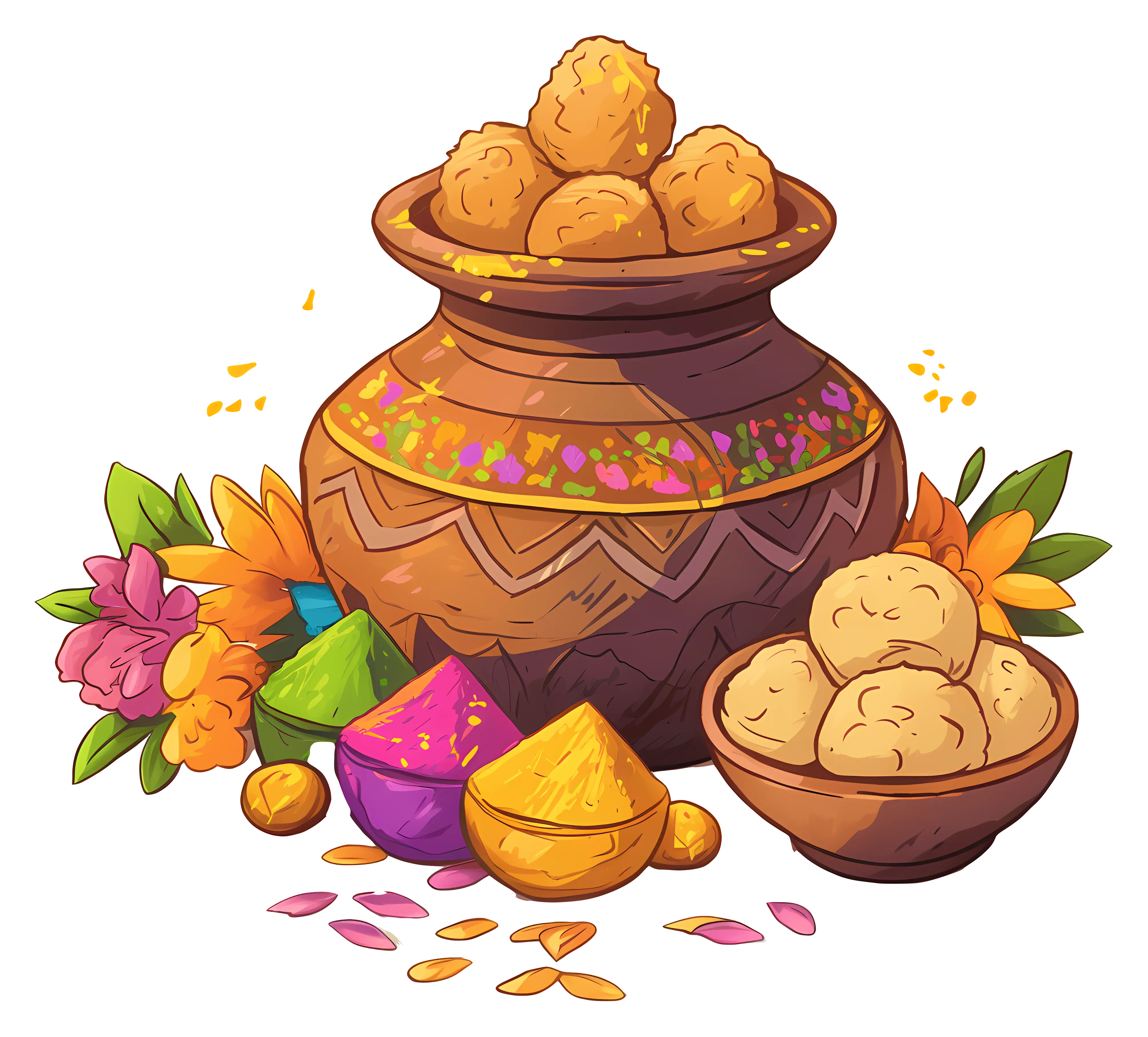 Decorative Pot with Sweets and Flowers