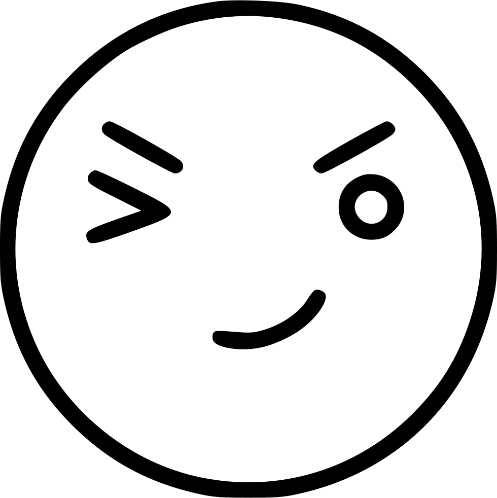 Winking Emoji Icon in Line Art Style