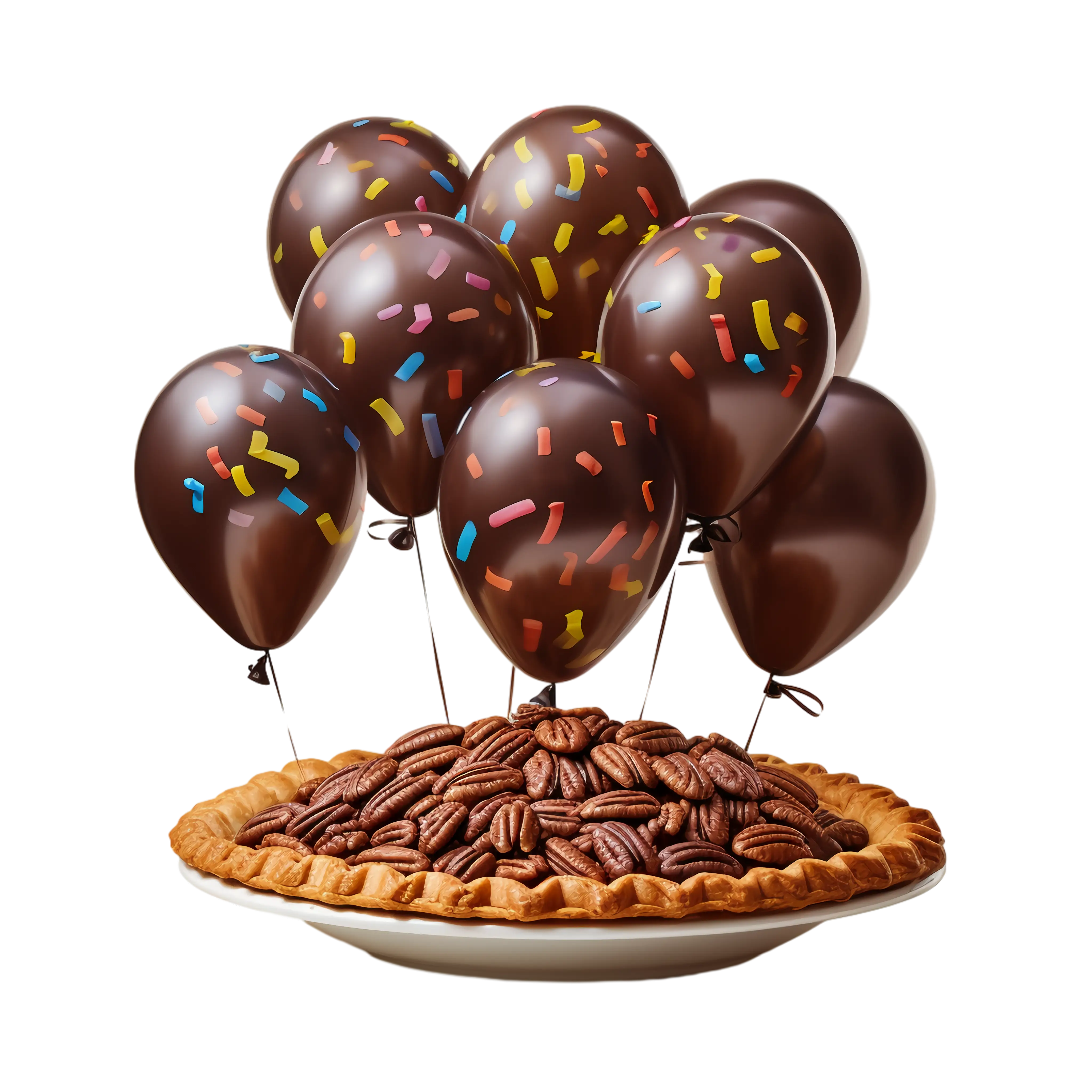 Chocolate Balloons with Pecan Pie