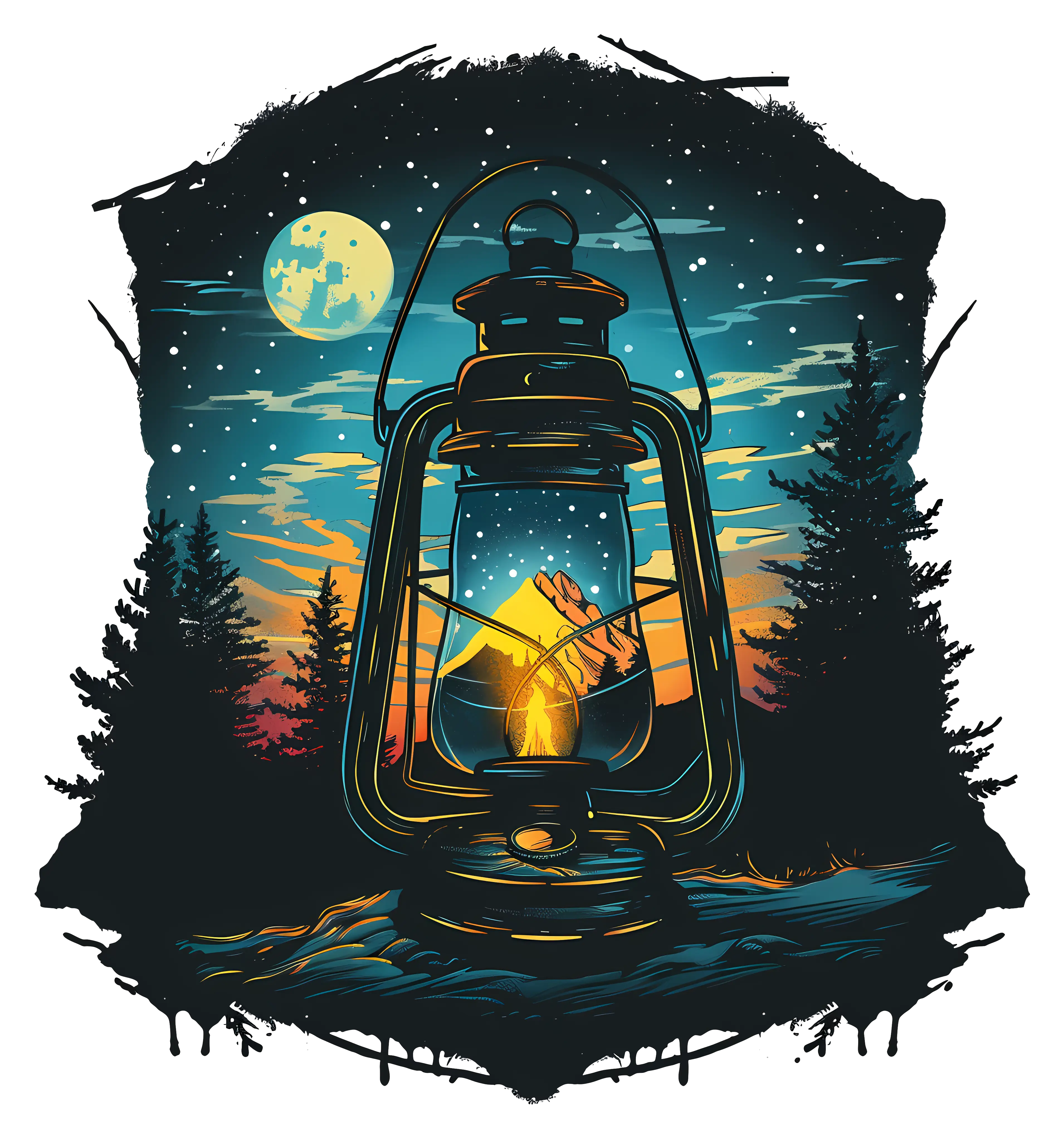 Lantern in the Night Forest
