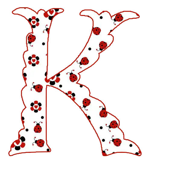 Decorative Letter K with Ladybugs and Flowers