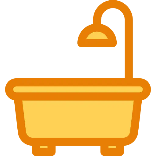 Yellow Bathtub and Shower Icon