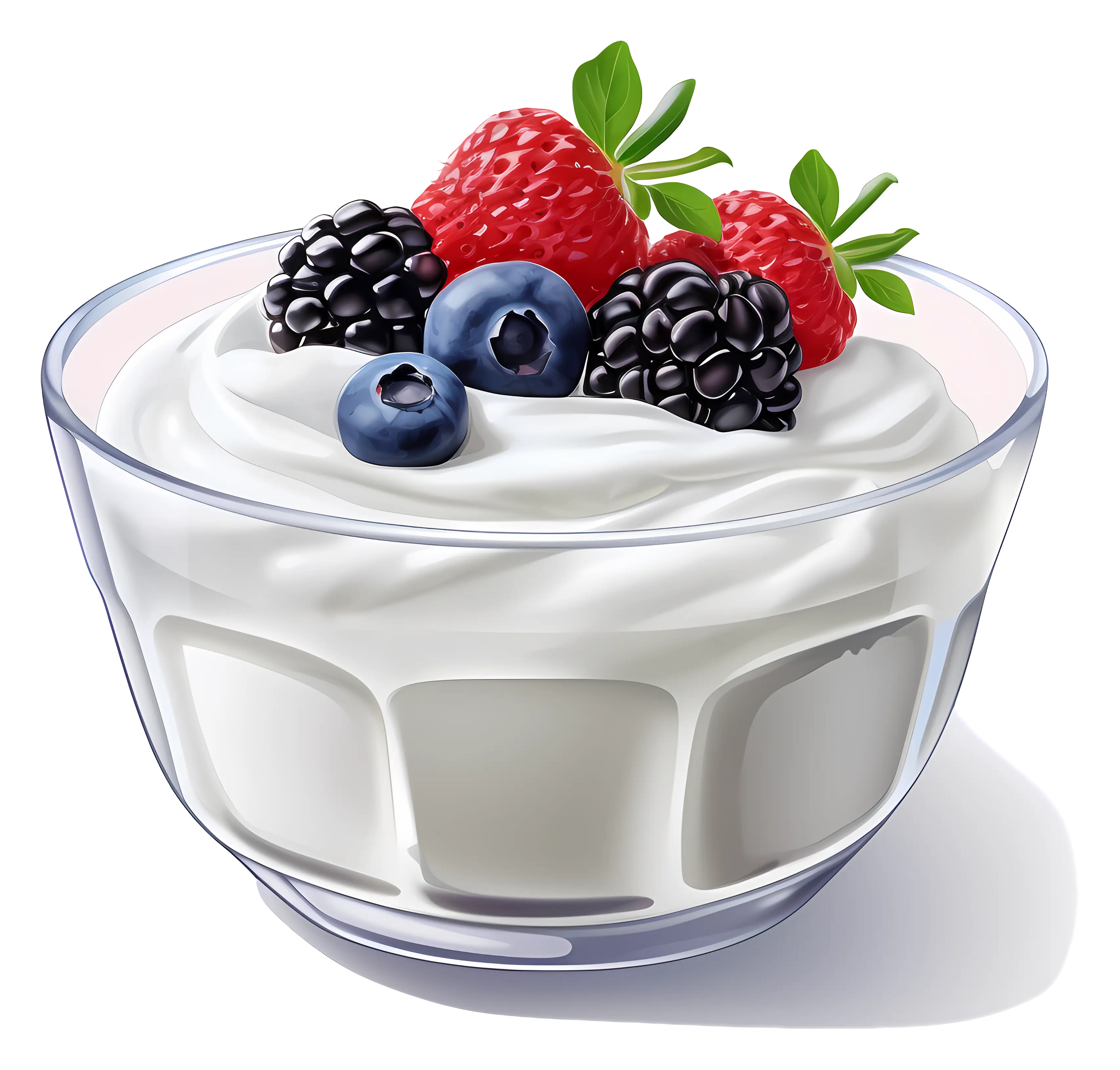 Glass Bowl of Yogurt with Fresh Berries