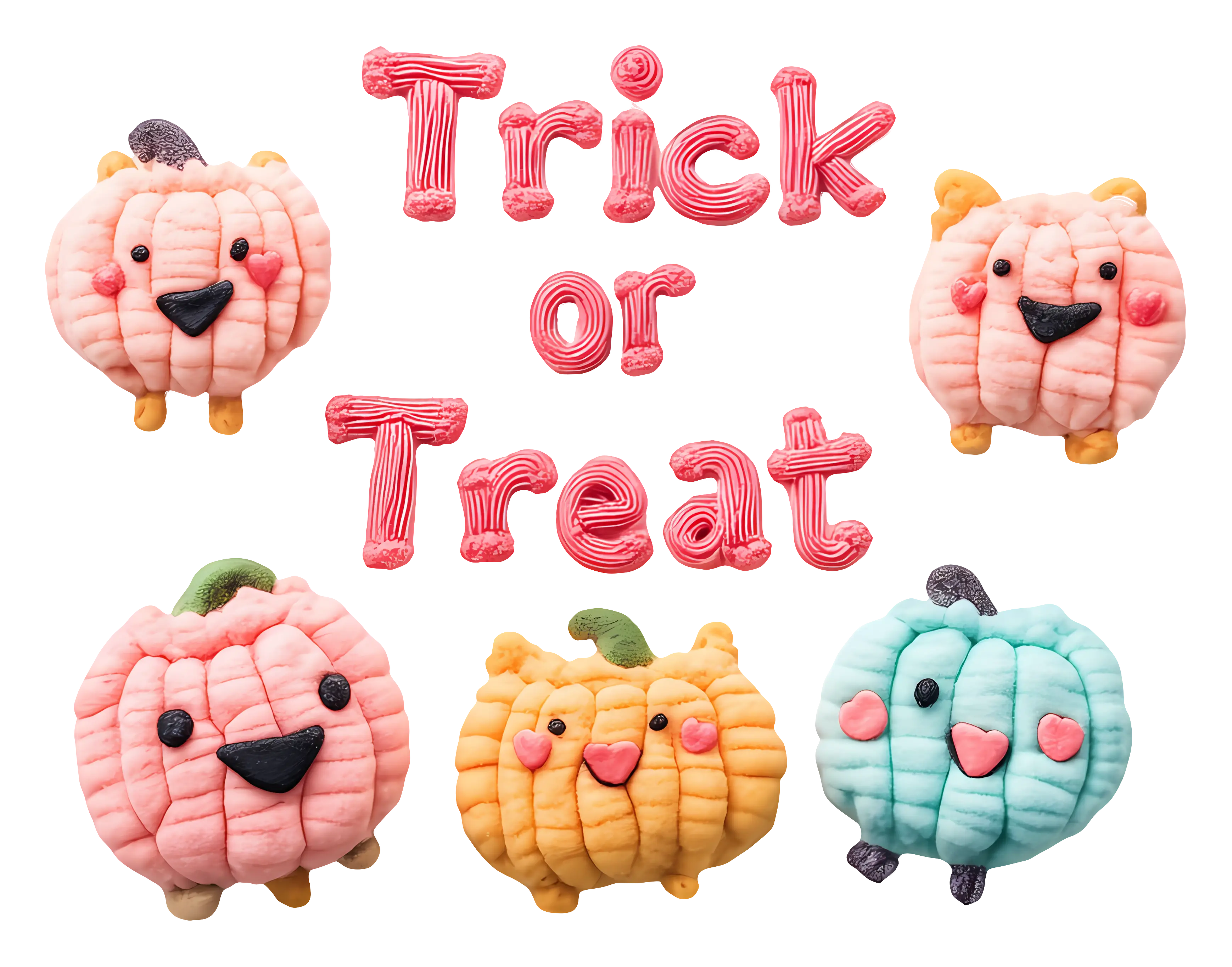 Trick or Treat Text with Cute Pumpkins