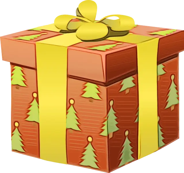 Christmas Gift Box with Yellow Ribbon