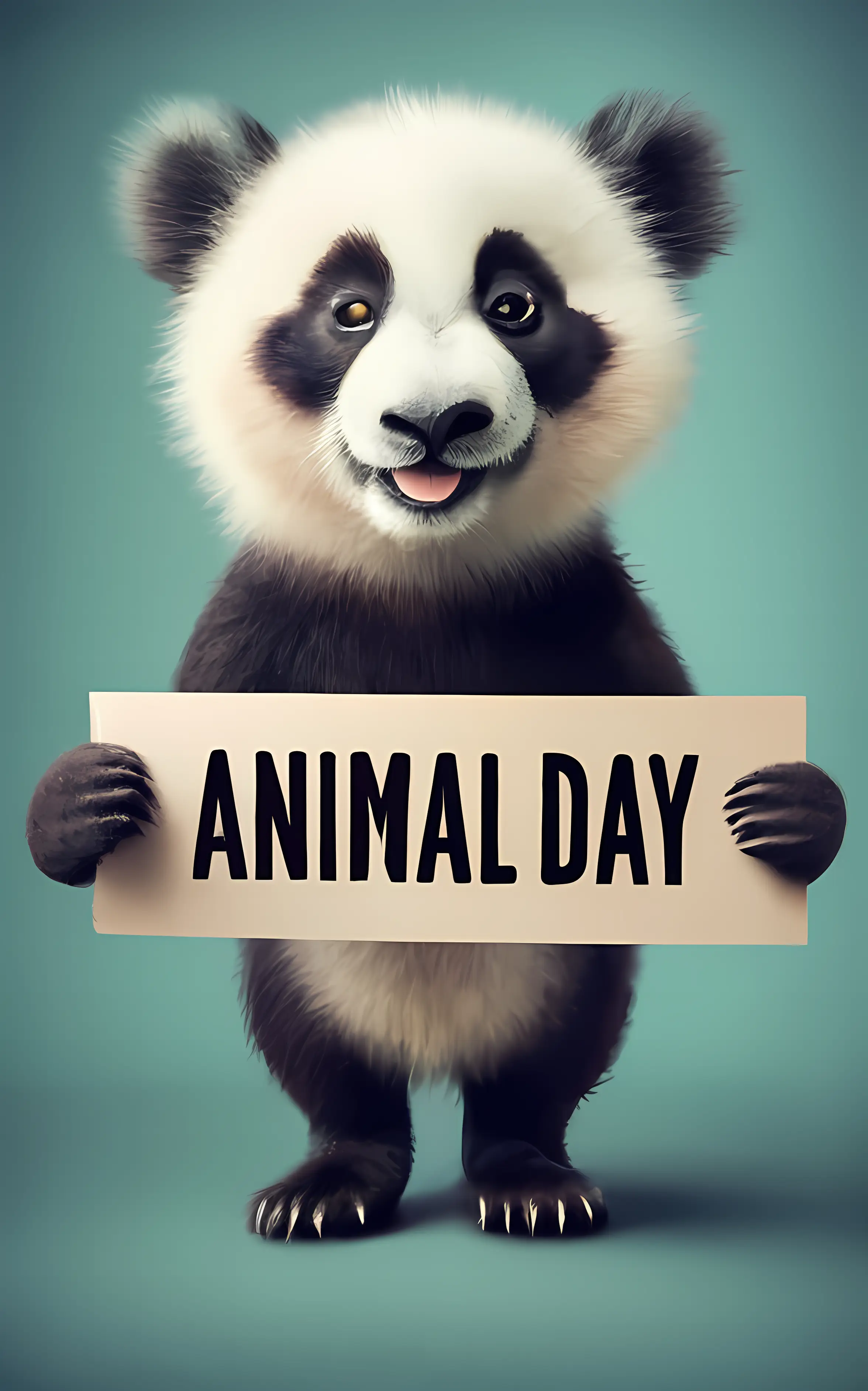 Cute Panda Holding Animal Day Sign