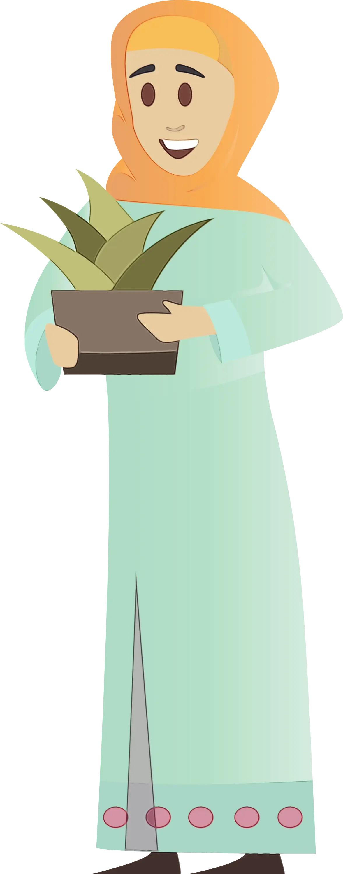 Woman Holding a Potted Plant