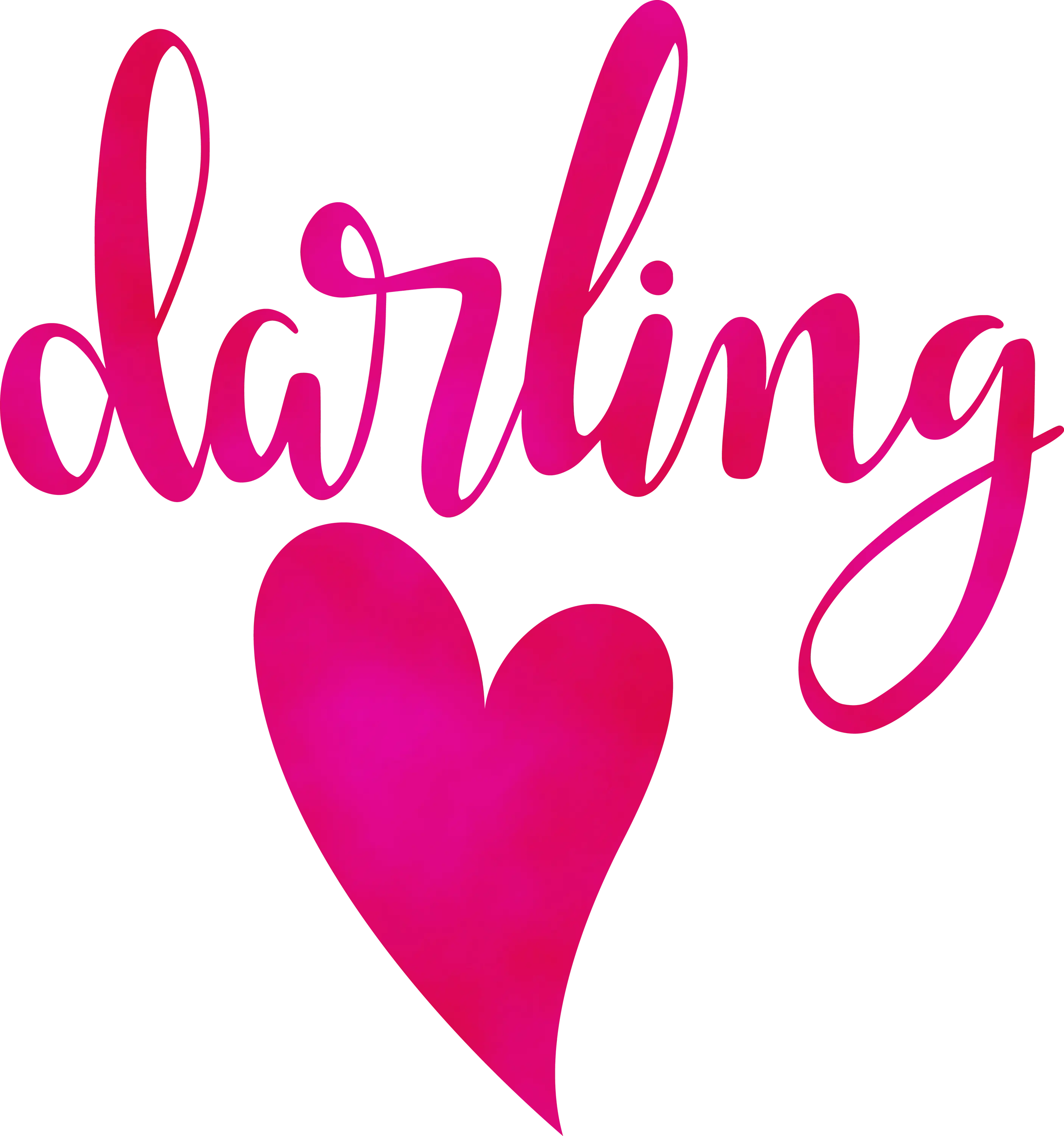 Darling Text with Pink Heart Illustration