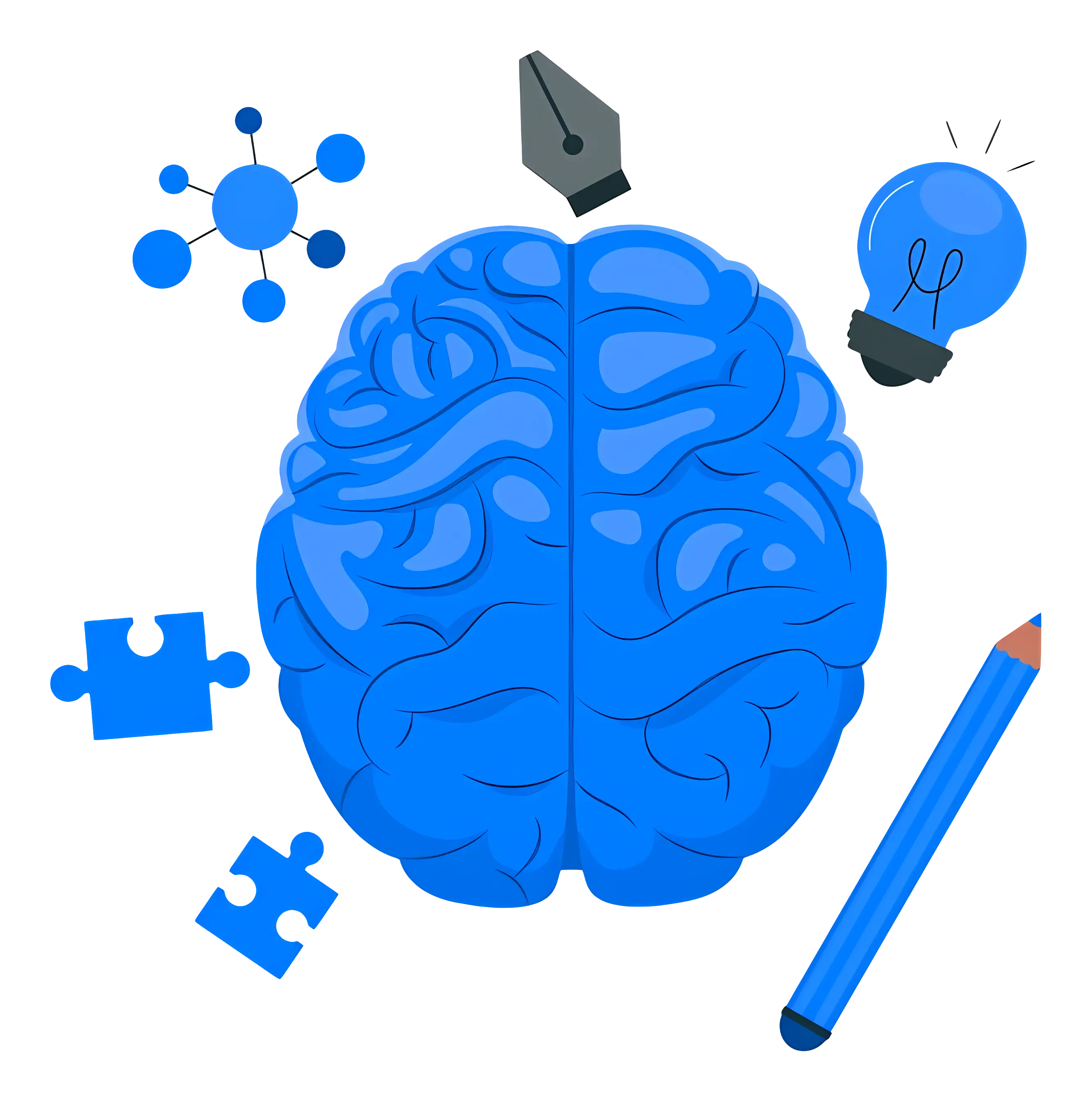 Creative Brain with Puzzle and Light Bulb