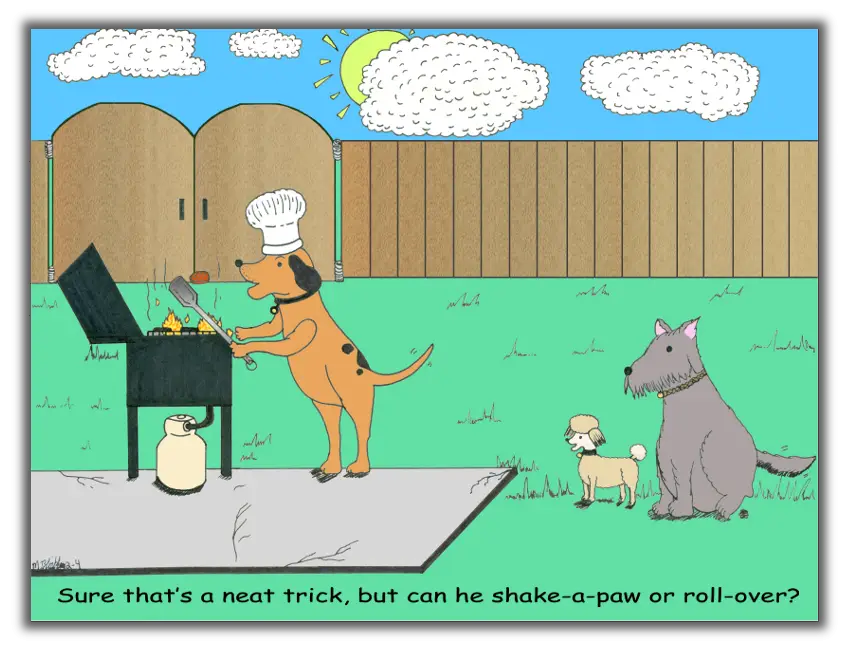 Dogs Barbecuing in the Yard