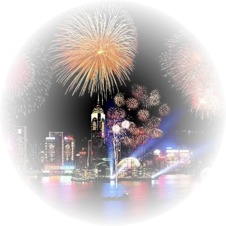 Fireworks Over Cityscape at Night