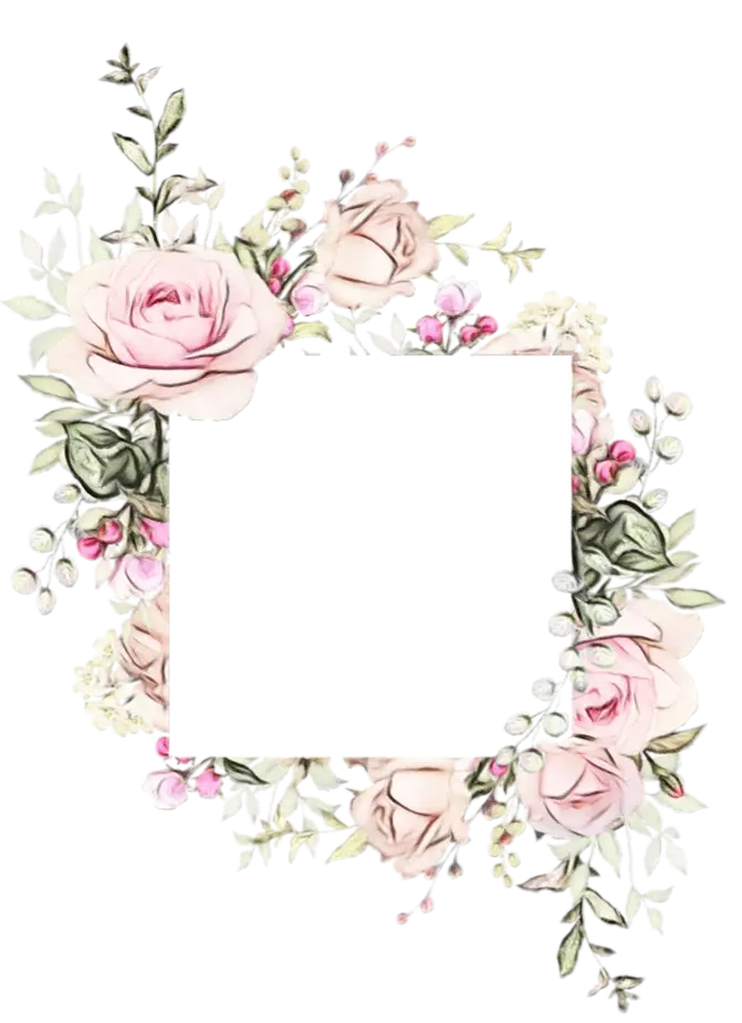 Delicate Floral Frame with Pink Roses