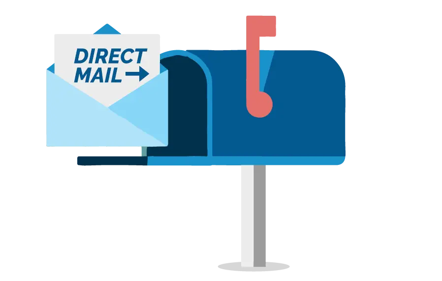 Direct Mail in Blue Mailbox