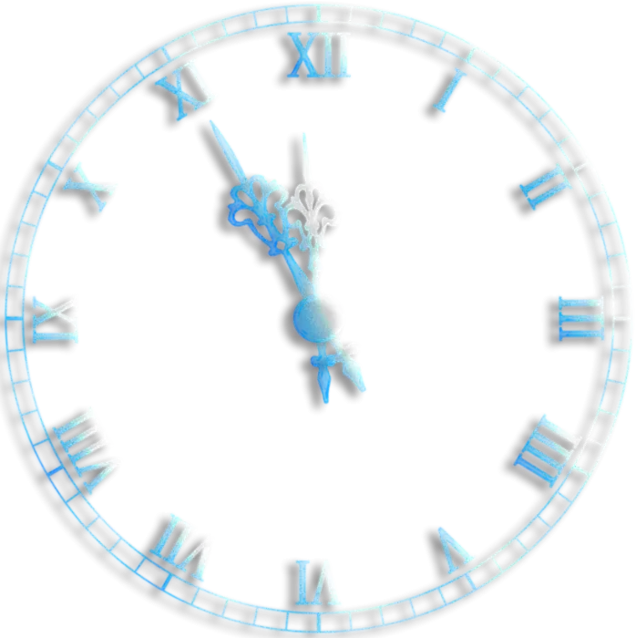 Blue Transparent Clock with Roman Numerals