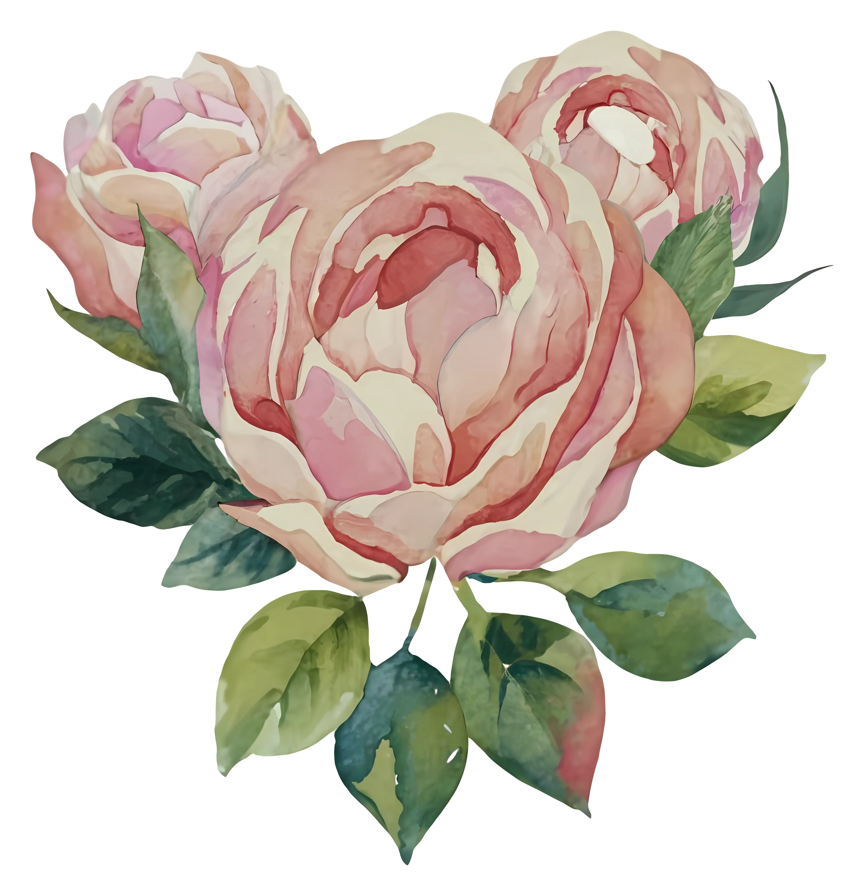 Watercolor Pink Roses Illustration