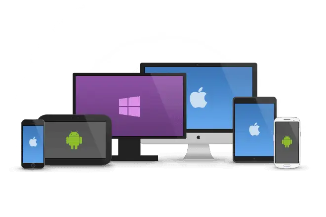 Devices with Apple, Android, and Windows Logos