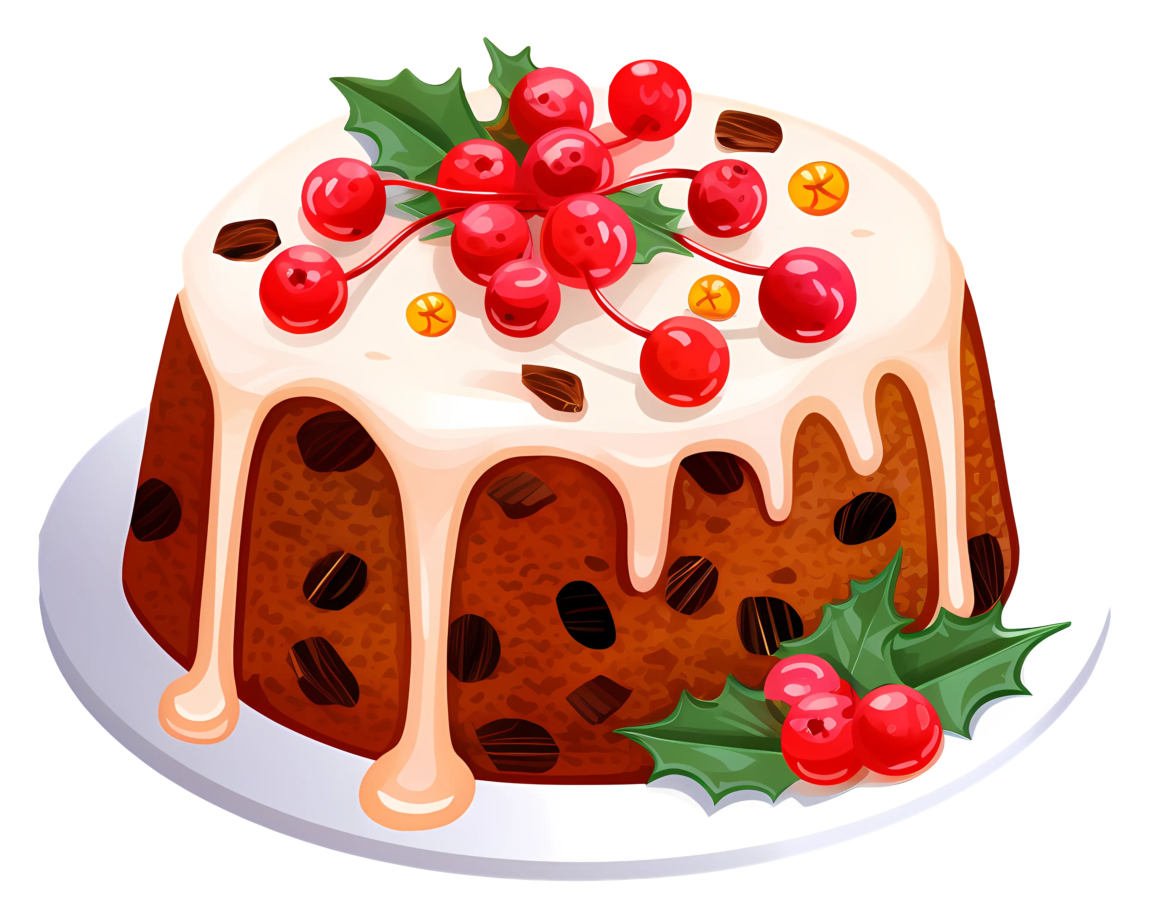 Christmas Pudding Topped with Holly