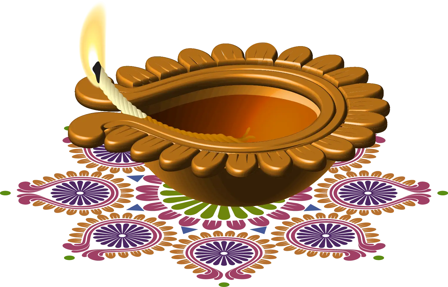 Diya Lamp with Rangoli Decoration