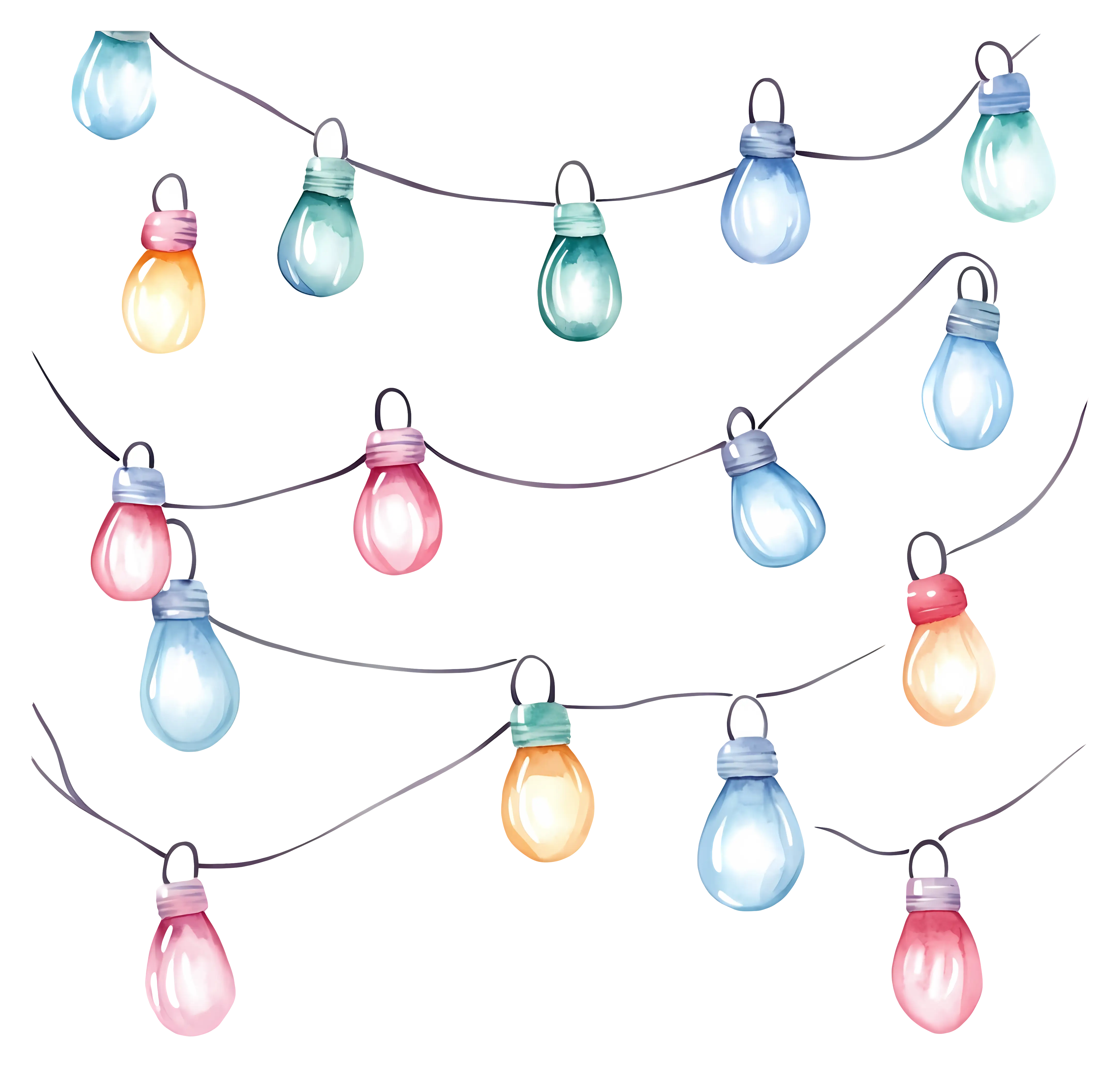 Illustration of Festive String Lights in Various Colors