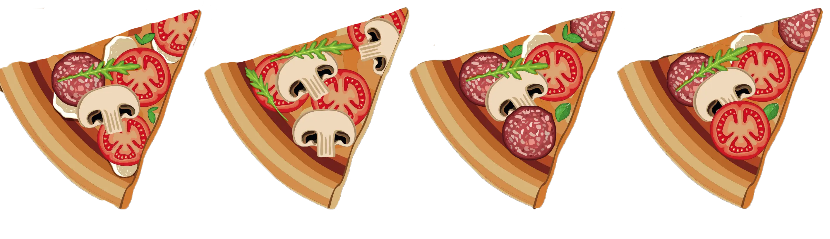Four Pizza Slices with Toppings