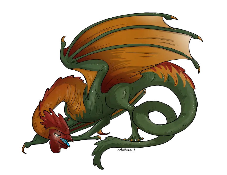 Dragon-Rooster Hybrid Mythical Creature
