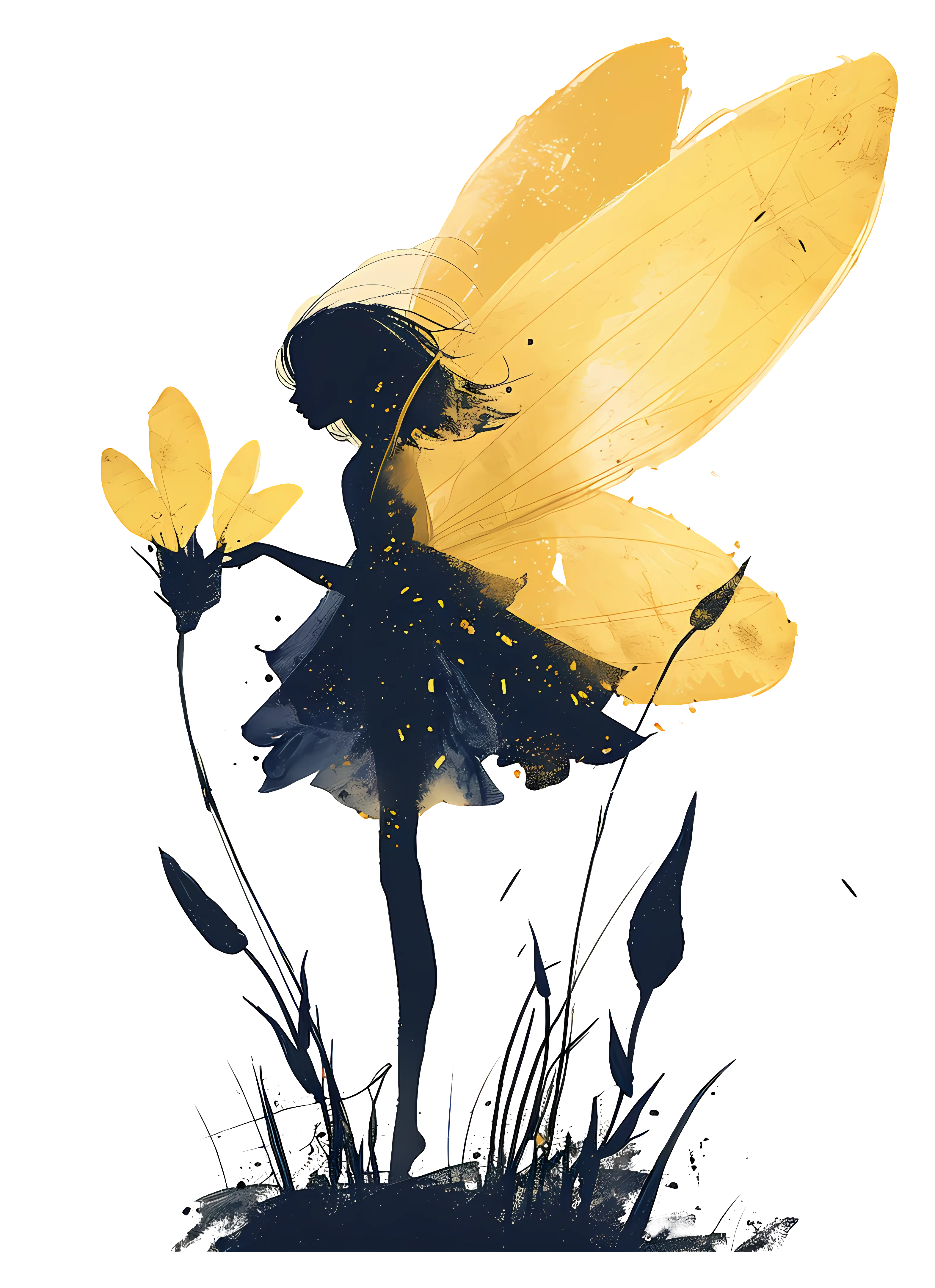 Fairy with Yellow Wings Illustration