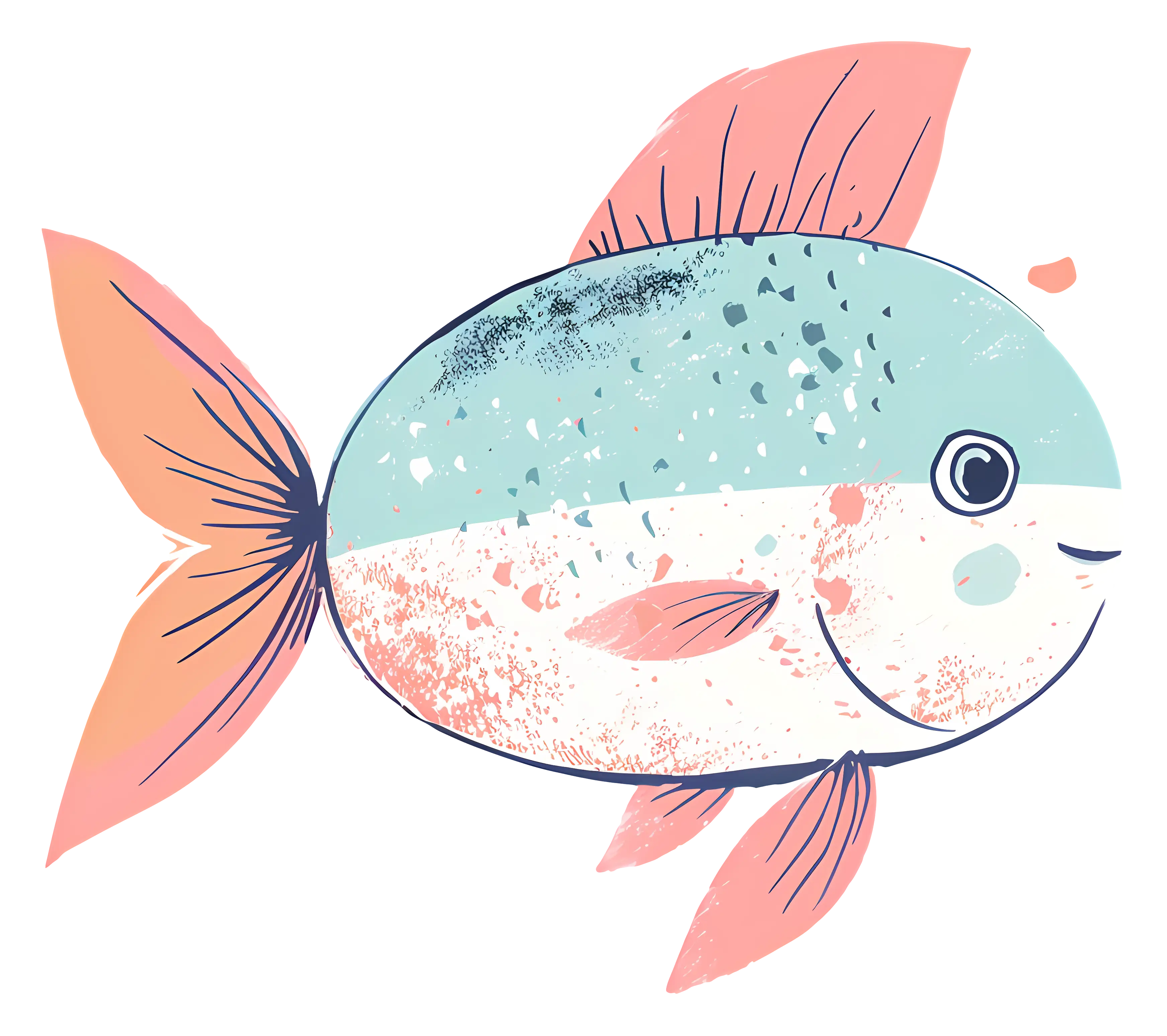 Cute cartoon fish with pastel colors