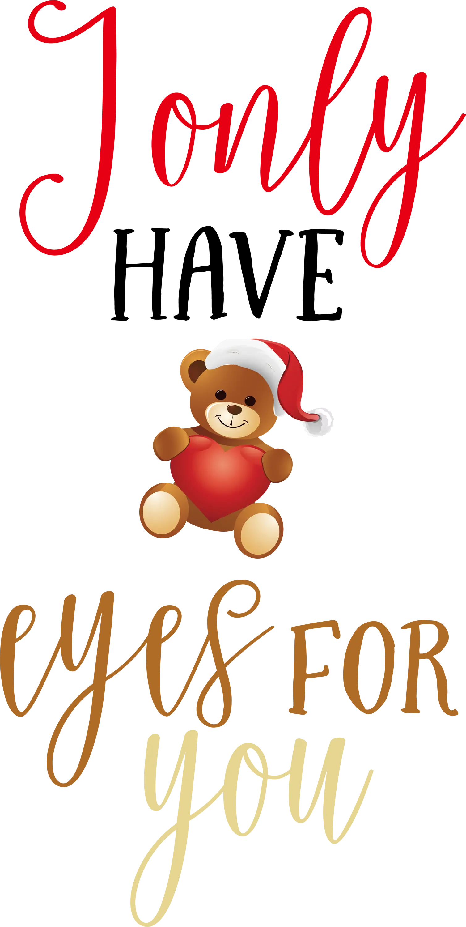 Cute Teddy Bear with Heart and Santa Hat