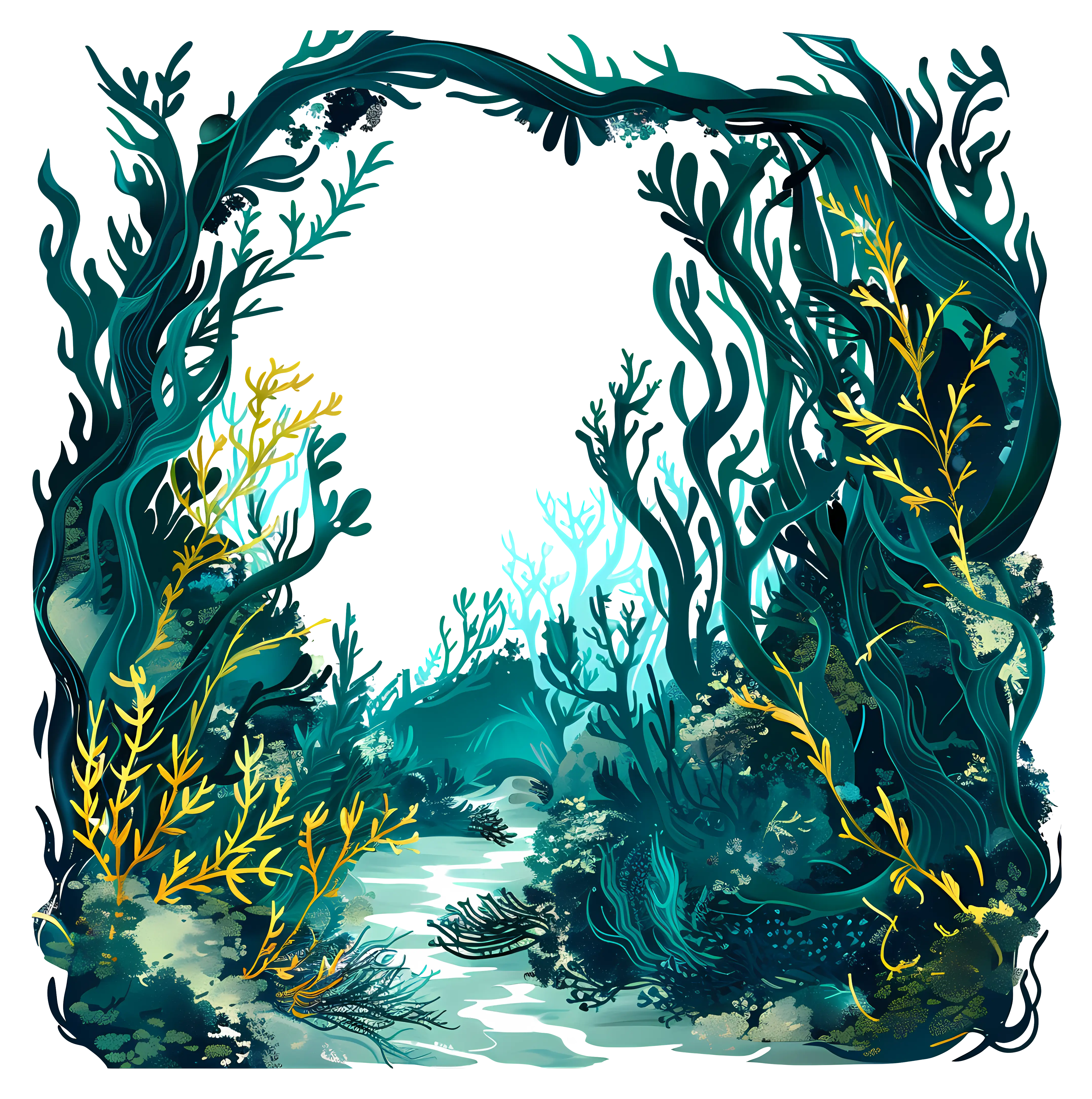 Underwater Scene with Seaweed