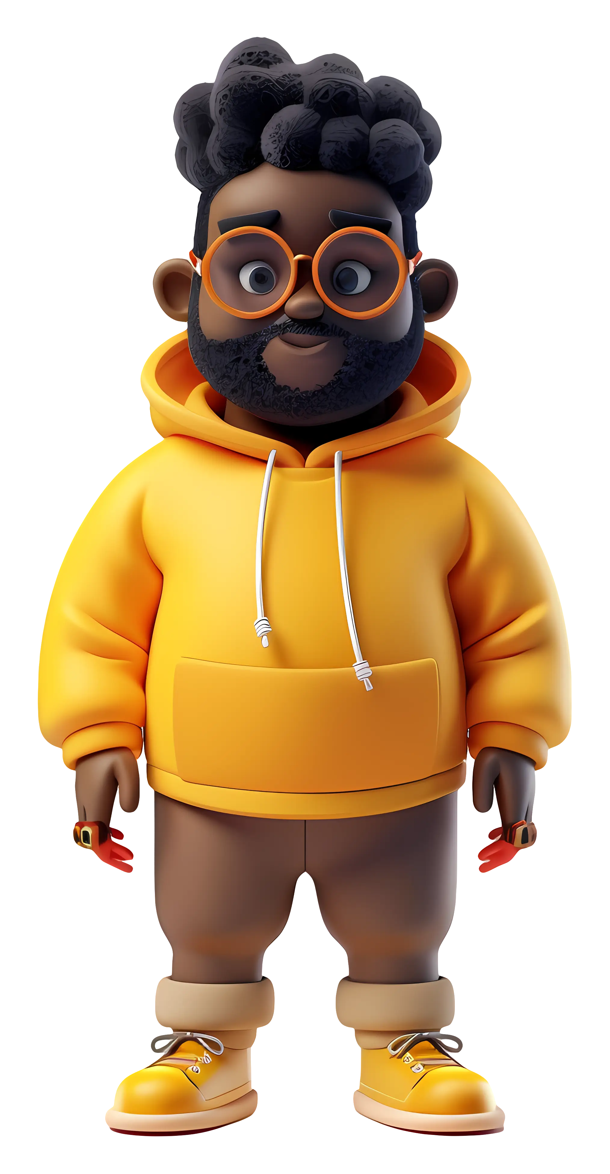 3D Character in Yellow Hoodie