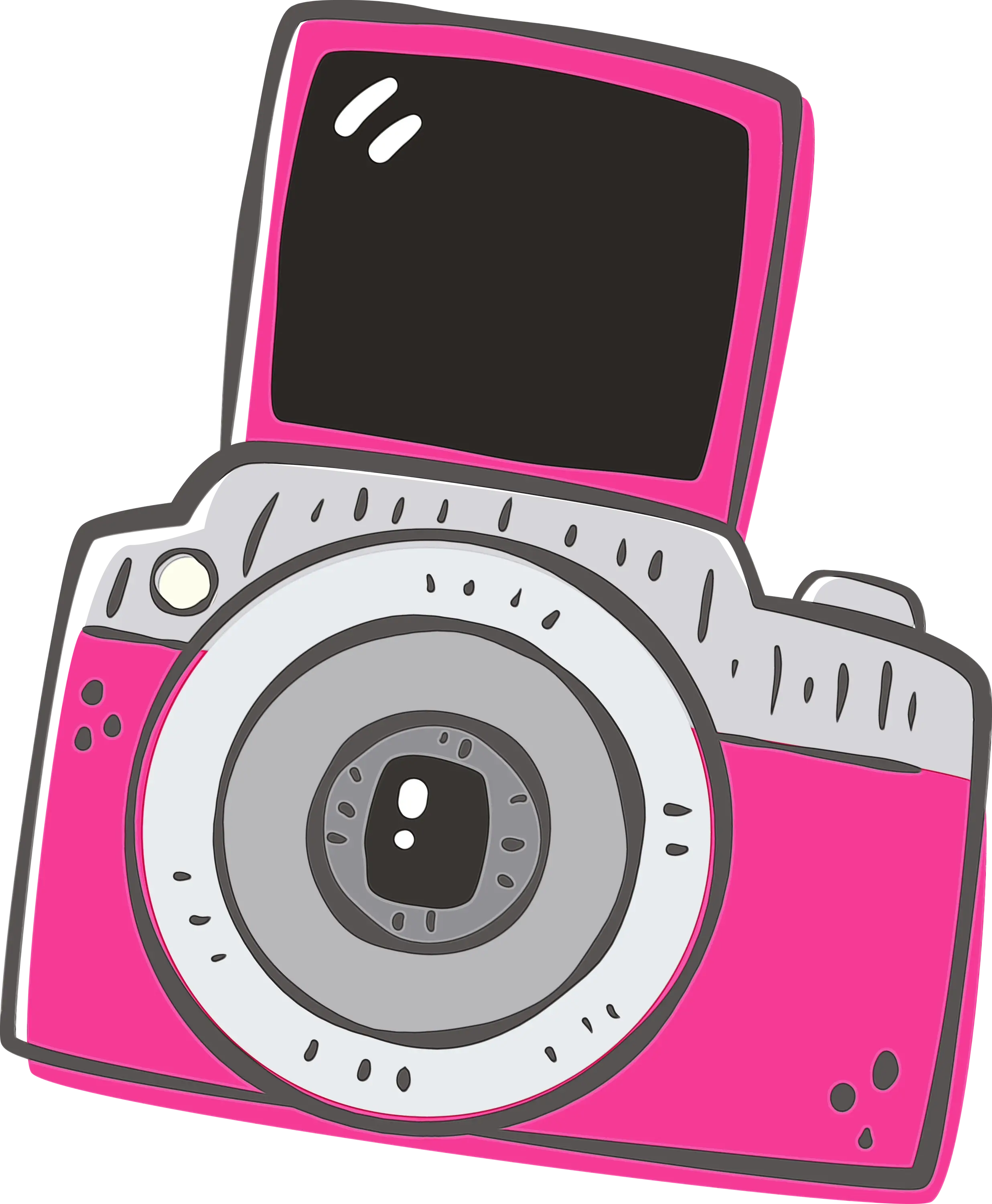 Pink Cartoon Camera Illustration