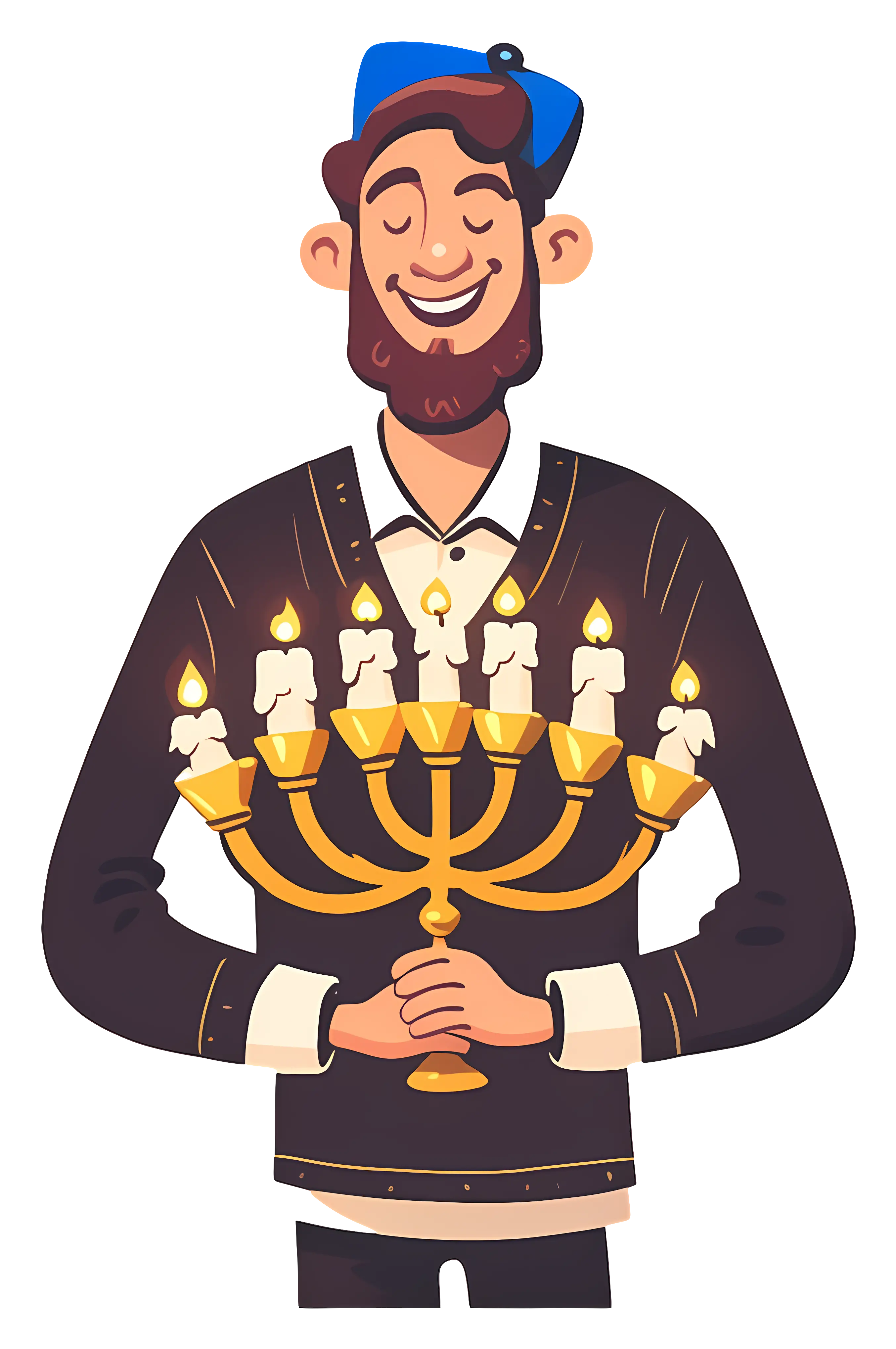 Man Holding Menorah for Hanukkah